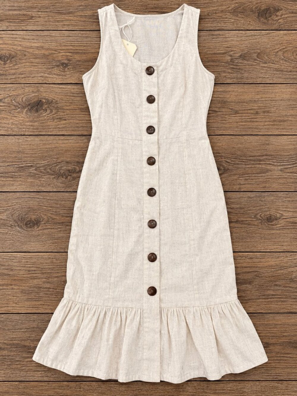 Monteau Los Angeles Beige Button Front Midi Dress Size XS NWT